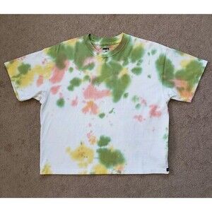 Obey Tie Dye Women's T-Shirt Cropped Logo Size XS 100% Cotton